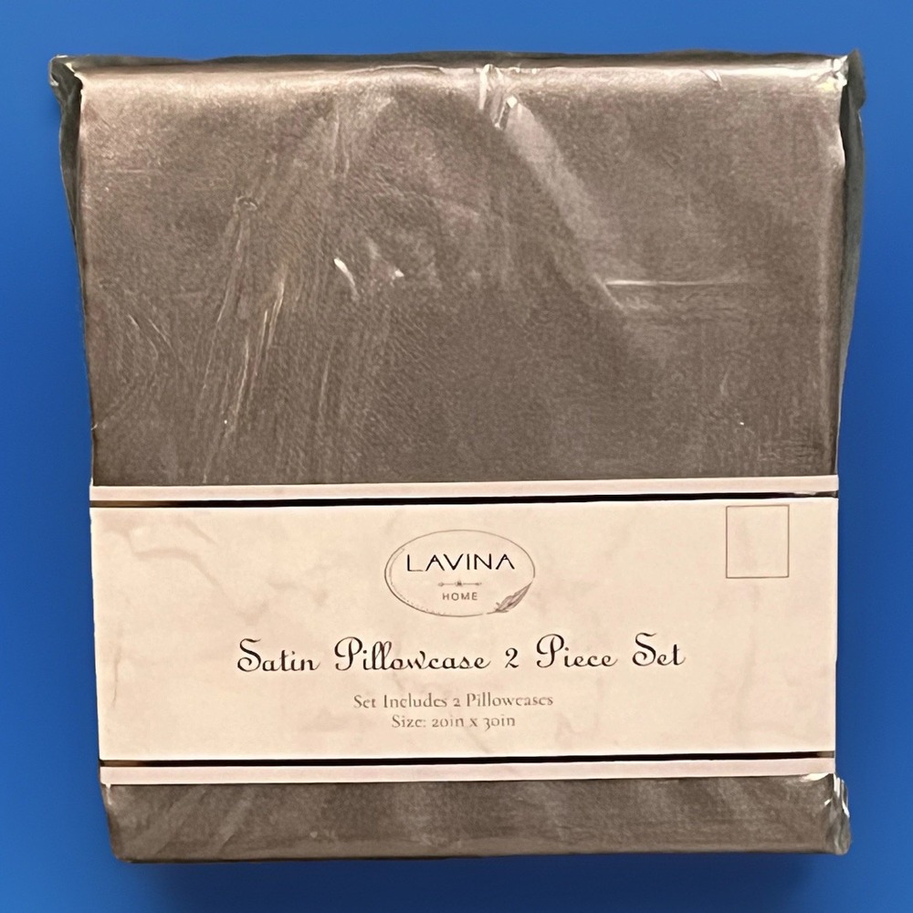 Lavina Home Satin Standard Size Pillow Cases Set/2 Silver/Gray